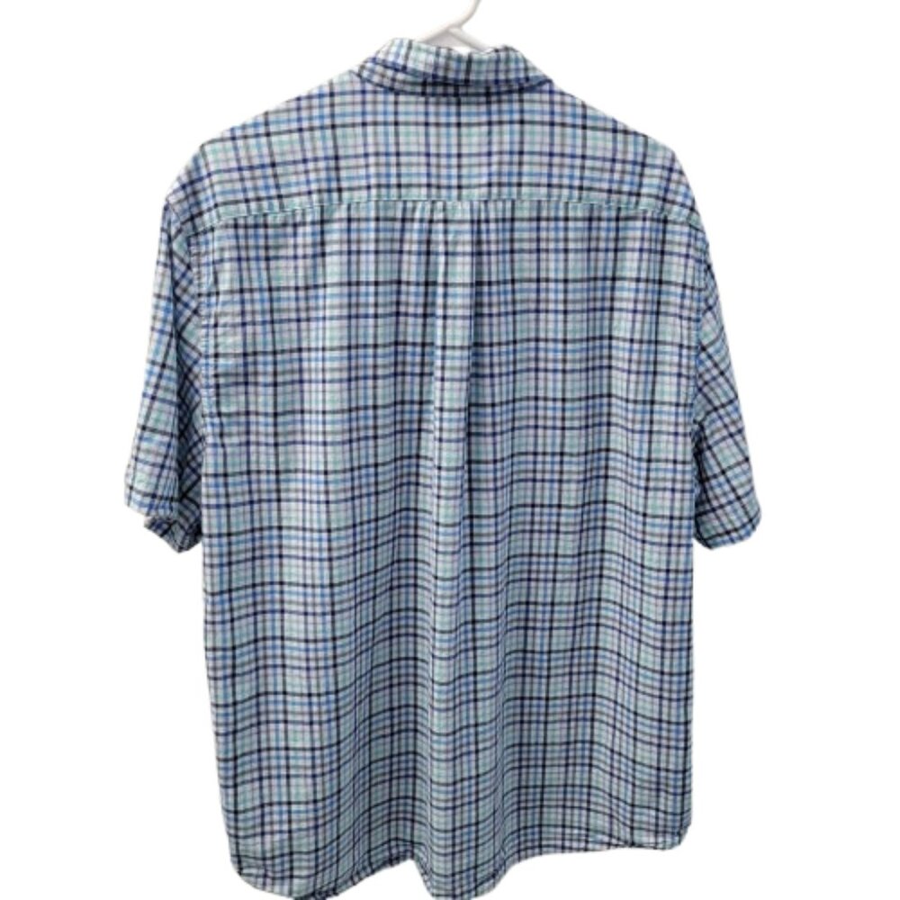 U.S. Polo Assn Men’s Plaid Button‑Down Shirt Blue White Gray Short Sleeve Sze 2X - Picture 3 of 10